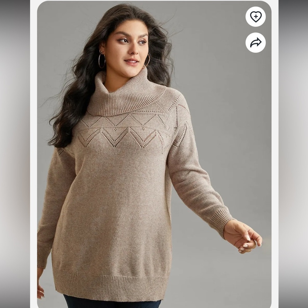 BloomChic Supersoft Essentials Anti-Pilling Turtle Neck Eyelet Pullover - Picture 1 of 7